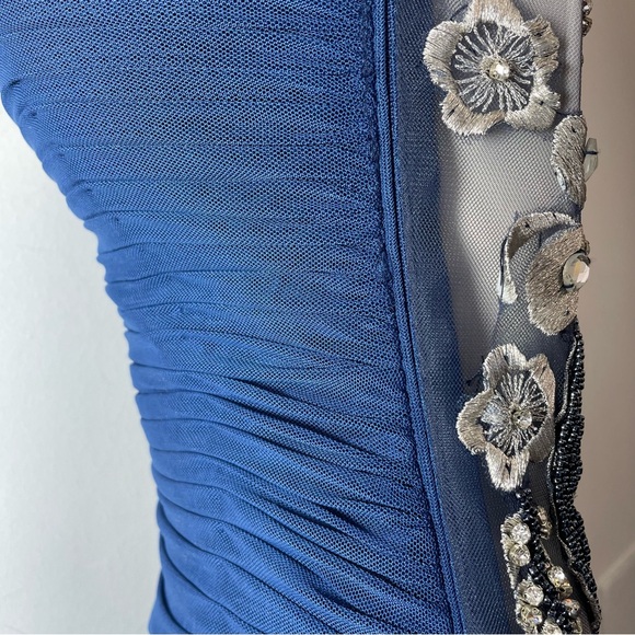 Jovani Ruched Evening gown Dress Embroidered Rhinestons size 00 pageant Blue - Picture 12 of 13